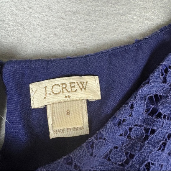 J.Crew Navy Blue Lace Overlay Top Sz 8 - Picture 4 of 9